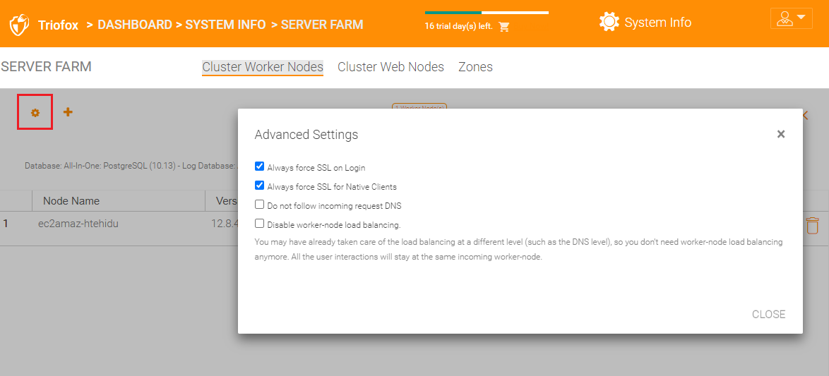 Worker Node Advanced Settings